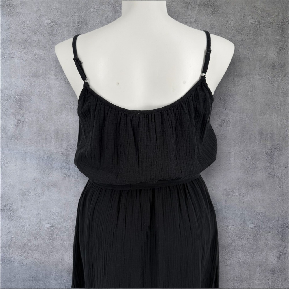 Evereve Gigi Gauze Tie Dress Midi Sundress Sleeveless Black XL NWT - Picture 8 of 14